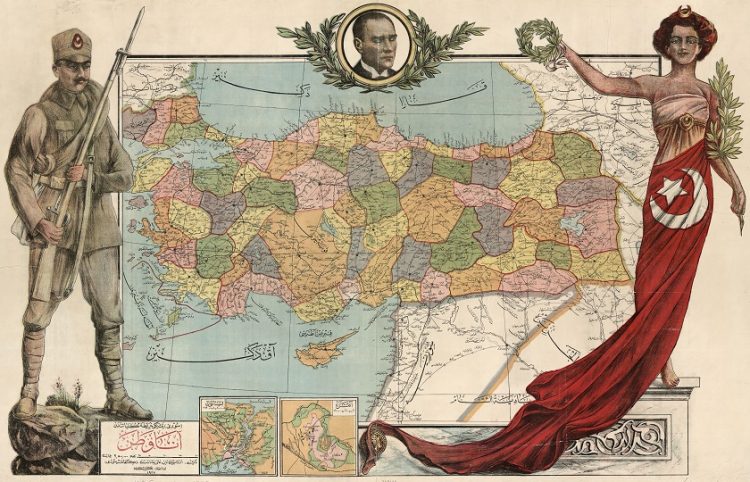 Διοικητικός χάρτης της Τουρκίας του 1927 (πηγή: Kitabhane-i Sudi Collection)