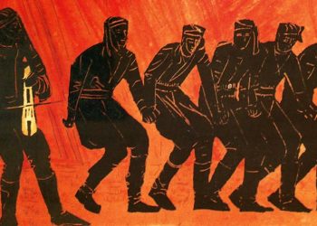 Βάλια Σεμερτζίδη «Πυρρίχιος Χορός», 70x100 cm, λαδοτέμπερα, 1972