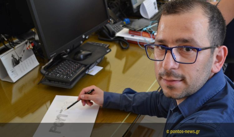 Ο Γιώργος Ταξίδης στα γραφεία του pontos-news.gr για τις ανάγκες της συνέντευξης (φωτ.: Βασίλης Καρυοφυλλίδης)