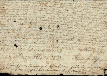 Η υπογραφή του Αλέξανδρου Υψηλάντη (κάτω αριστερά) στην προκήρυξη από το Ιάσιο. Το χειρόγραφο είναι στην κατοχή της Ακαδημίας Αθηνών