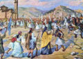 Αναπαράσταση της δοξολογίας της 23ης Μαρτίου στην Καλαμάτα, από τον ζωγράφο Ευάγγελο Δράκο (Καλαμάτα, Μπενάκειο Μουσείο)