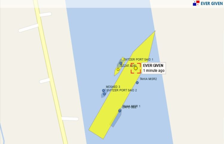 Εικόνα από χάρτη που απεικονίζει τη θέση του πλοίο (φωτ.: vesselfinders)