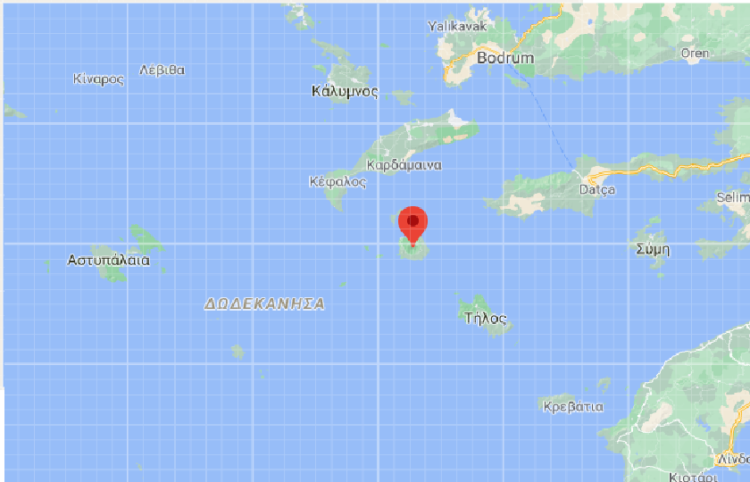 Η Νίσυρος στο χάρτη (φωτ.: google maps)