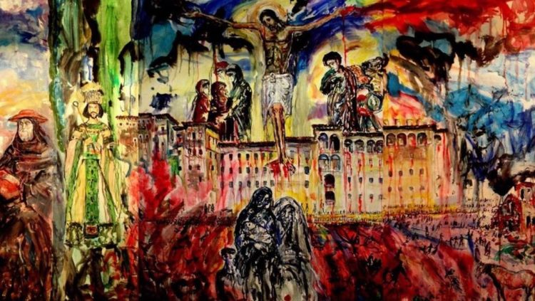 Έργο του διεθνούς φήμης Αλβανού ζωγράφου Gjergj Kola (Γεώργιος Κόλα) για τη Γενοκτονία των Ελλήνων του Πόντου (φωτ.: facebook.com/artgjergjgeorgio.kola)