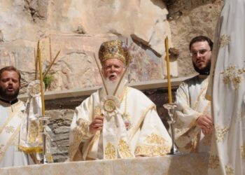 Ο Οικουμενικός Πατριάρχης κ.κ. Βαρθολομαίος σε προηγούμενη λειτουργία στη Μονή Παναγίας Σουμελά στην Τραπεζούντα