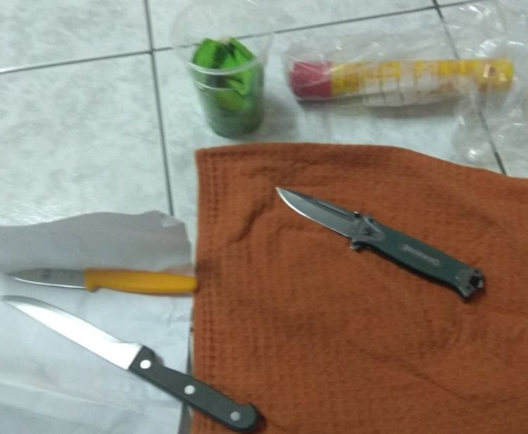Τα μαχαίρια που χρησιμοποιήθηκαν στην επίθεση (φωτ.: astynomia.gr)