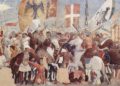«Ιστορίες του Αληθούς Σταυρού: Μάχη μεταξύ Ηρακλείου Ι και Χοσρόη Β'», Αρέτσο, San Francesco – Τοιχογραφία του Piero della Francesca, 1452