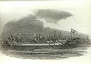Η καλλιτεχνική απεικόνιση του ναυαγίου, του 1826, στην Ύδρα (Πηγή: artsandculture.google.com/Mansell/Time Inc)