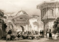 Η κεντρική είσοδος του διοικητηρίου της Κωνσταντινούπολης, πρώην έδρα της οθωμανικής διοίκησης (Υψηλή Πύλη). Περιλαμβάνεται σε έργο των Ρόμπερτ Γουόλς και Τόμας Άλομ που εκδόθηκε το 1836 (πηγή: Ελληνική Βιβλιοθήκη - Κοινωφελές Ίδρυμα Αλέξανδρος Σ. Ωνάσης)