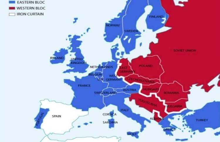 Η Ευρώπη την περίοδο του Ψυχρού Πολέμου (πηγή: sutori.com)