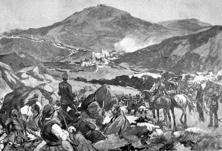 Η μάχη της Μελούνας, τον Απρίλιο του 1897 (πηγή: el.wikipedia.org/John Gulich (1864–1898) - The Graphic, May 8, 1897)