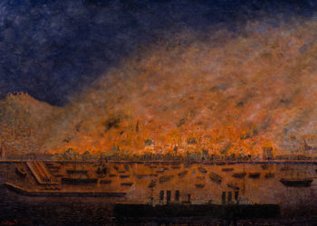 Ovid Kurtovich, «Η καταστροφή της Σμύρνης», 1922. Ελαιογραφία (πηγή: Μουσείο Μπενάκη)