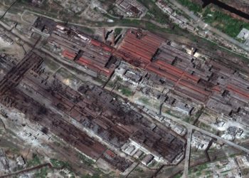 Δορυφορική εικόνα του Αζοφστάλ τραβηγμένη στις 29 Απριλίου 2022 (EPA/MAXAR TECHNOLOGIES HANDOUT -- MANDATORY)