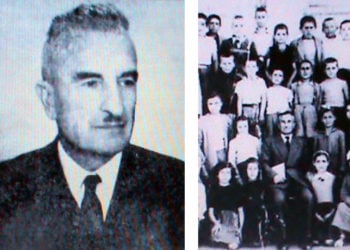Ο Δημήτριος Παπαδόπουλος (αριστερά) με τη ΣΤ' τάξη του 1951 στο Α' Δημοτικό Αλεξανδρούπολης (πηγή: «Φάρος» Αλεξανδρούπολης)