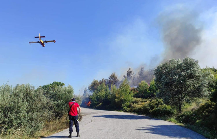 Αεροσκάφος που επιχειρούσε το Σάββατο στο μέτωπο της νότιας Εύβοιας (φωτ.: Facebook / Weather News Greece)