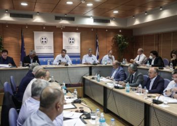 Σύσκεψη του πρωθυπουργού Κυριάκου Μητσοτάκη με τους δημάρχους της Ανατολικής Αττικής στην Παλλήνη, στο πλαίσιο της περιοδεία του σε περιοχές της ανατολικής Αττικής, Δευτέρα 11 Ιουλίου 2022. (Φωτ.:Eurokinissi/Σωτήρης Δημητρόπουλος)