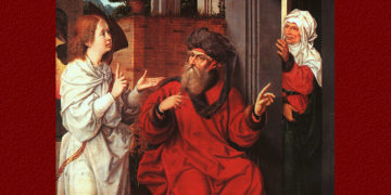 Η επίσκεψη του Αγγέλου στον Αβραάμ και τη Σάρρα (λεπτομέρεια από το έργο του Φλαμανδού ζωγράφου Γιαν Προφόοστ· πηγή: commons.wikimedia.org)