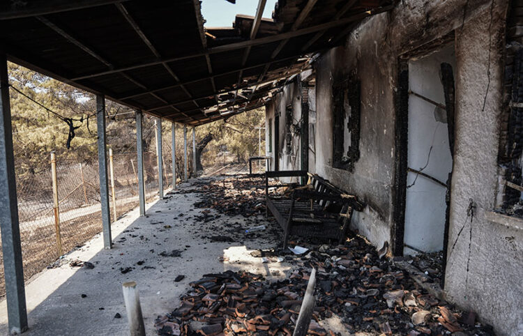 Καταστροφές από την πυρκαγιά στα Βατερά της Λέσβου (φωτ.: EUROKINISSI / Παναγιώτης Μπαλάσκας)