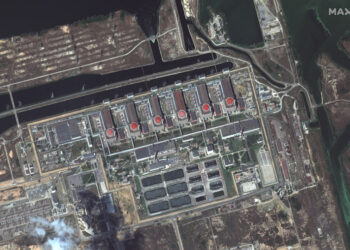 Δορυφορική φωτογραφία του πυρηνικού ηλεκτροπαραγωγικού σταθμού στη Ζαπορίζια (πηγή: Maxar Technologies)