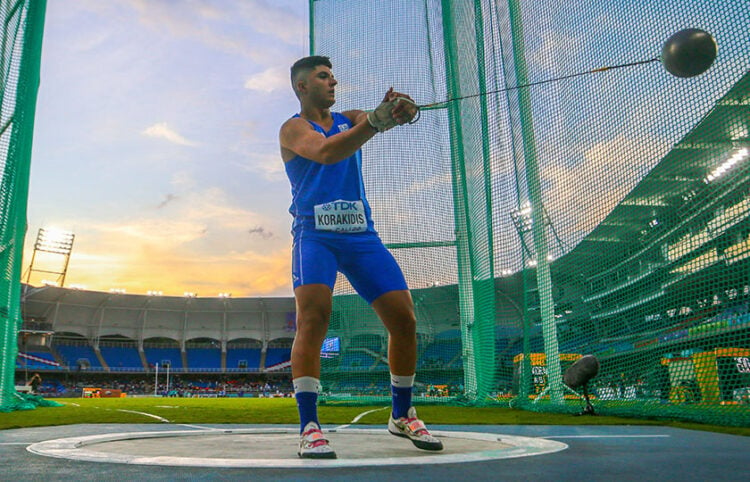 Ο Γιάννης Κορακίδης στον τελικό της σφυροβολίας στο Παγκόσμιο Πρωτάθλημα Κ20 που έγινε στην Κολομβία τον Αύγουστο του 2022 (φωτ.: World Athletics / Oscar Munoz Badilla)