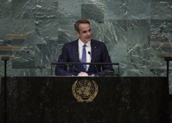 Ομιλία του πρωθυπουργού Κυριάκου Μητσοτάκη στην 77η Γενική Συνέλευση του ΟΗΕ (Φωτ.: Γραφείο Τύπου Πρωθυπουργού/Δημήτρης Παπαμήτσος)