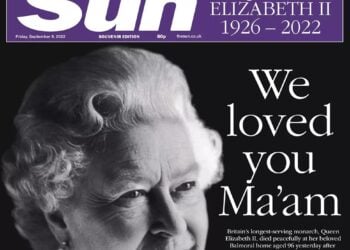 Το πρωτοσέλιδο της Sun για το θάνατο της βασίλισσας Ελισάβετ