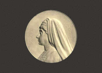 Μετάλλιο με την κεφαλή της Άννας Παπαδοπούλου-Μελά – «Μάννα Στρατιώτου» (πηγή: archives.elia.org.gr)