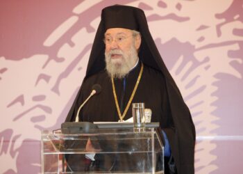 Ο Αρχιεπίσκοπος Κύπρου Χρυσόστομος μιλά σε ημερίδα στη Θεσσαλονίκη (Φωτ. αρχείου: MotionTeam/Γιώργος Κωνσταντινίδης)