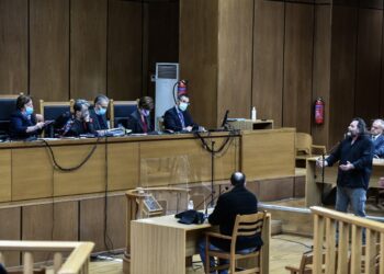 Ο Γιάννης Λαγός στη δίκη της Χρυσής Αυγής που διεξάγεται σε δεύτερο βαθμό στο Εφετείο  Δευτέρα 14 Νοεμβρίου 2022. (Φωτ.: Eurokinissi/Τατιάνα Μπόλαρη)