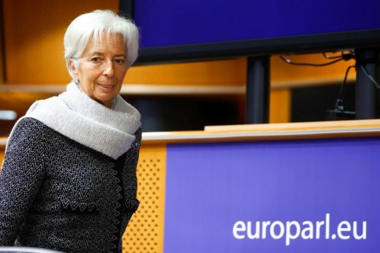 Η πρόεδρος της Ευρωπαϊκής Κεντρικής Τράπεζας Κριστίν Λαγκάρντ, σήμερα στο Ευρωπαϊκό Κοινοβούλιο (φωτ.:   EPA/STEPHANIE LECOCQ)