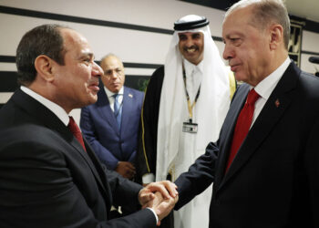 Αμπντέλ Φατάχ αλ Σίσι και Ρετζέπ Ταγίπ Ερντογάν στην Ντόχα, για την έναρξη του Μουντιάλ (φωτ.: Προεδρία της Δημοκρατίας της Τουρκίας)