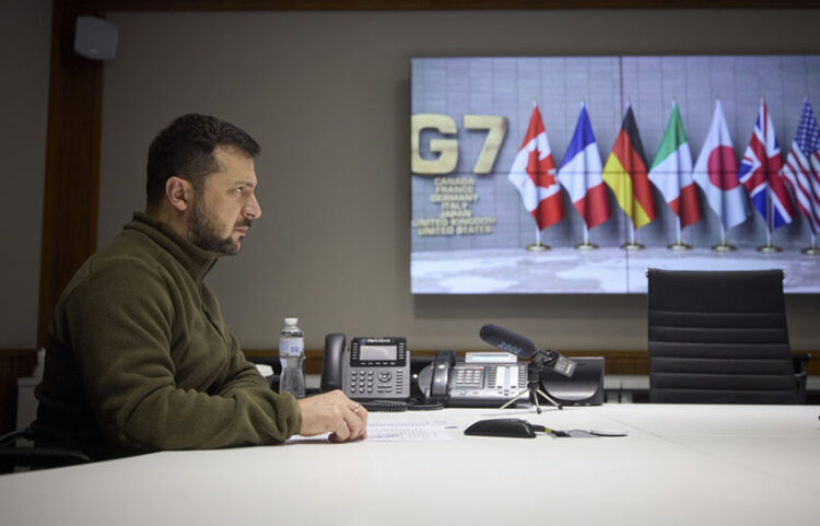 Ο Βολοντίμιρ Ζελένσκι σε τηλεδιάσκεψη με τους G7 (φωτ.: Γραφείο Τύπου Προεδρίας της Ουκρανίας)