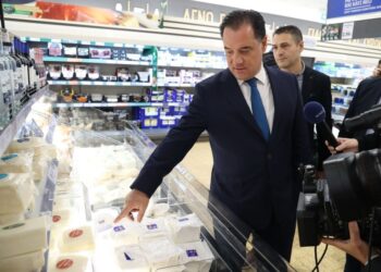 Εικόνα από επίσκεψη του υπουργού Ανάπτυξης και Επενδύσεων Άδωνι Γεωργιάδη σε καταστήματα αλυσίδων σουπερμάρκετ και παιχνιδιών, την Πέμπτη 15 Δεκεμβρίου (φωτ.: Υπουργείο Ανάπτυξης/EUROKINISSI)