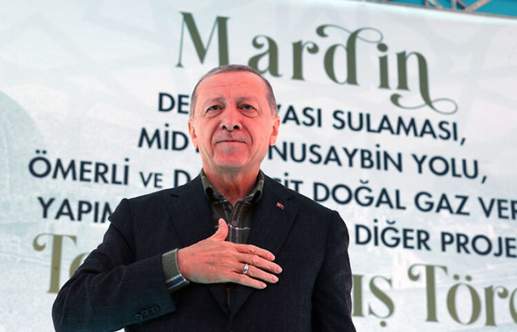 Ο Ρετζέπ Ταγίπ Ερντογάν στην εκδήλωση στο Μαρντίν (φωτ.: Προεδρία της Δημοκρατίας της Τουρκίας)