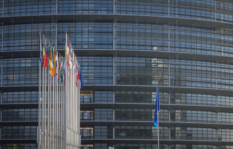 Οι σημαίες των κρατών-μελών της ΕΕ έξω από κτήριο του Ευρωπαϊκού Κοινοβουλίου στο Στρασβούργο (φωτ.: EPA / Julien Warnand)