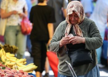 Γυναίκα ψωνίζει σε λαϊκή αγορά στην Κωνσταντινούπολη (φωτ.: EPA / Erdem Sahin)