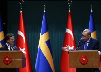 Κοινή συνέντευξη τύπου του Τούρκου προέδρου Ταγίπ Ερντογάν και του Σουηδού πρωθυπουργού Ουλφ Κρίστερσον στην Άγκυρα (Φωτ. αρχείου:EPA/Necati Savas)