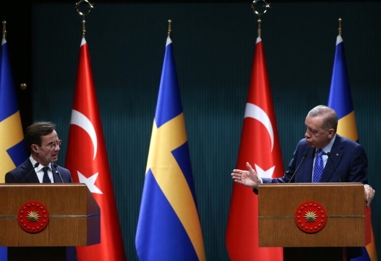 Κοινή συνέντευξη τύπου του Τούρκου προέδρου Ταγίπ Ερντογάν και του Σουηδού πρωθυπουργού Ουλφ Κρίστερσον στην Άγκυρα (Φωτ. αρχείου:EPA/Necati Savas)