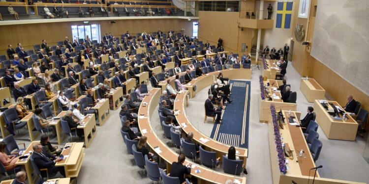 Στιγμιότυπο από συνεδρίαση της σουηδικής Βουλής τον Σεπτέμβριο του 2021 (φωτ. αρχείου: EPA/Pontus Lundahl)