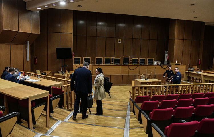 Η αίθουσα όπου διεξάγεται η δίκη της Χρυσής Αυγής σε δεύτερο βαθμό (φωτ.: EUROKINISSI / Τατιάνα Μπόλαρη)