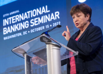Η επικεφαλής του ΔΝΤ Κρισταλίνα Γκεοργκίεβα (φωτ.: EPA / Shawn Thew)