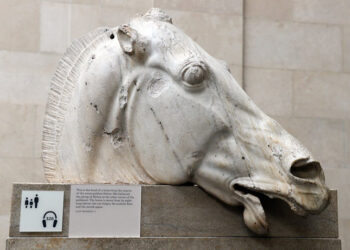 Το κεφάλι του αλόγου περιλαμβάνεται στη συλλογή των Γλυπτών του Παρθενώνα που εκτίθεται στο Βρετανικό Μουσείο (φωτ.: EPA / Facundo Arrizabalaga)
