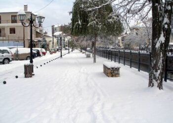 Εικόνα από τη χιονισμένη Φλώρινα (φωτ. αρχείου: Eurokinissi/Τηλέμαχος Κοκκός)