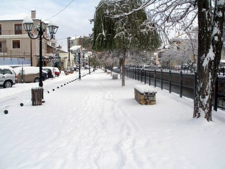 Εικόνα από τη χιονισμένη Φλώρινα (φωτ. αρχείου: Eurokinissi/Τηλέμαχος Κοκκός)