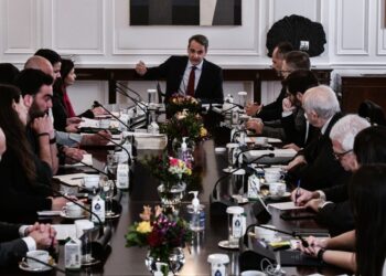 Συνάντηση του πρωθυπουργού Κυριάκου Μητσοτάκη με τους εκπροσώπους των καλλιτεχνών, Τετάρτη 15 Φεβρουαρίου 2023 (φωτ.: Eurokinissi/Τατιάνα Μπόλαρη)