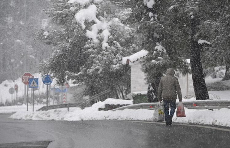 Χιονόπτωση στην Εθνική Οδό Αθηνών-Λαμίας (φωτ.: αρχείο EUROKINISSI / Αντώνης Νικολόπουλος)