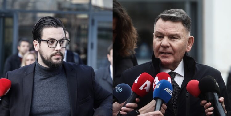 Ο Αλέξης Κούγιας (δεξιά) υποστήριξε ότι ο Μάνος Δασκαλάκης προσπαθεί μέσω της κατάθεσής του να επιβαρύνει την κατηγορούμενη (φωτ.: EUROKINISSI)