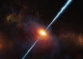 Εικαστική απεικόνιση του κβάζαρ P172+18 (Εικ.: ESO / M. Kornmesser)
