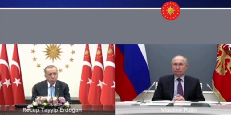 Τηλεδιάσκεψη Ερντογάν-Πούτιν για τον πυρηνικό σταθμό του Άκουγιου (Πηγή φωτ.: twitter.com/tcbestepe)
