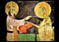 Αγία Μαρία Αιγυπτία και αββάς Ζωσιμάς. Η σκηνή της μετάληψης των Άχραντων Μυστηρίων στην έρημο. Ι.Ν. Αγίου Ιωάννου του Βαπτιστού, Καστοριά. (φωτ.: Facebook/ Maria Michaela Stan)